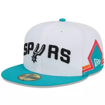 Мужская шляпа New Era White/Teal San Antonio Spurs 2021/22 City Edition City Edition Official 59FIFTY Облегающая шляпа