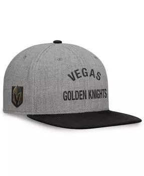 Мужская шляпа с плоскими полями и кожаным ремешком с плоскими полями Vegas Golden Knights Elements Heather Grey Vegas Golden Knights Fanatics, серый