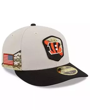 Мужская шляпа Stone, черная Cincinnati Bengals 2023 Salute To Service Low Profile 59FIFTY New Era, серый