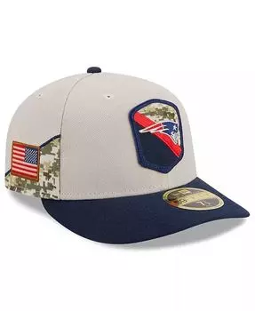 Мужская шляпа Stone, Navy New England Patriots 2023 Salute To Service Low Profile 59FIFTY New Era, серый