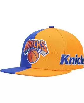 Мужская сине-оранжевая кепка New York Knicks Team Half and Half Snapback Mitchell & Ness