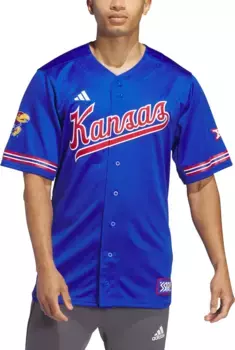 Мужская синяя бейсбольная майка Adidas Kansas Jayhawks Replica