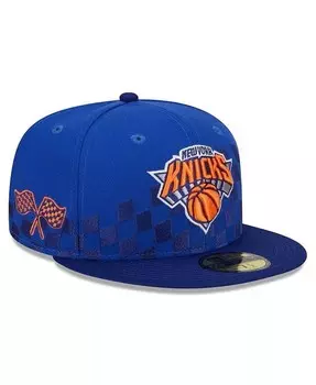 Мужская синяя бейсболка New York Knicks 2024 NBA All-Star Game Rally Drive Checkerboard 59FIFTY Crown Fitted Hat New Era, синий