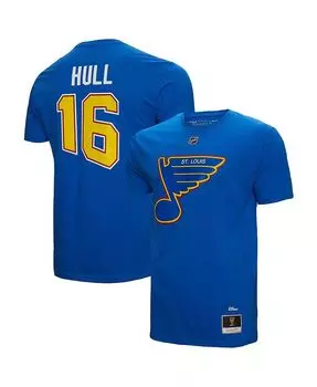 Мужская синяя футболка Brett Hull St. Louis Blues с именем и номером Mitchell & Ness, синий