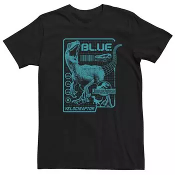 Мужская синяя футболка Jurassic World Two Raptor Schematic, Черная Licensed Character, черный