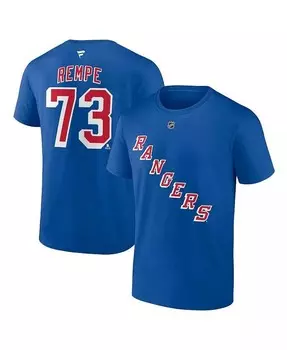Мужская синяя футболка Matt Rempe New York Rangers с оригинальным номером Stack Name Number Fanatics, синий