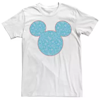 Мужская синяя футболка Mickey & Friends Mickey Paisley Fill Disney, белый
