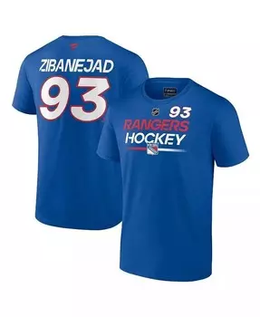 Мужская синяя футболка Mika Zibanejad New York Rangers Authentic Pro Prime с именем и номером Fanatics, синий