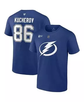 Мужская синяя футболка Никиты Кучерова Tampa Bay Lightning финала Кубка Стэнли 2022 с аутентичным именем и номером Stack Fanatics, синий