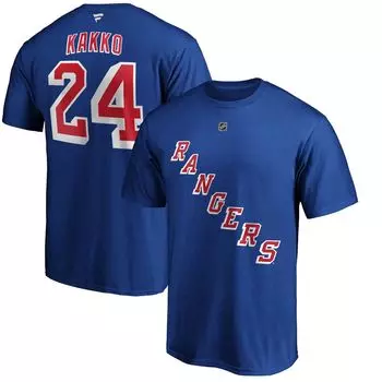 Мужская синяя футболка с фирменным логотипом Kaapo Kakko игрока New York Rangers с аутентичным именем и номером Stack Fanatics