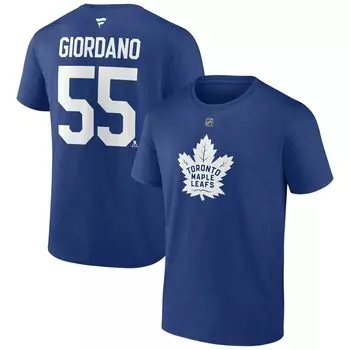 Мужская синяя футболка с фирменным знаком Mark Giordano Toronto Maple Leafs с аутентичным именем и номером Stack Fanatics