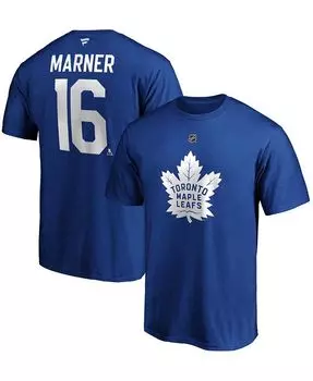 Мужская синяя футболка с именем и номером команды Mitchell Marner Toronto Maple Leafs Team Fanatics, синий