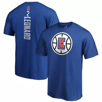 Мужская синяя футболка с именем и номером плеймейкера Kawhi Leonard LA Clippers Fanatics