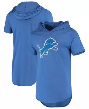 Мужская синяя футболка с капюшоном detroit lions primary logo tri-blend Majestic, синий