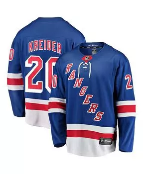 Мужская синяя футболка с логотипом Chris Kreider New York Rangers Home отколовшегося игрока Fanatics, цвет Blue