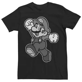 Мужская синяя футболка Super Mario с портретом Марио в тон Licensed Character, черный
