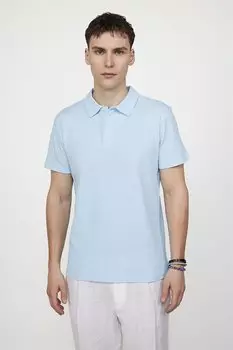 Мужская синяя футболка узкого кроя с воротником-поло с рисунком TUDORS