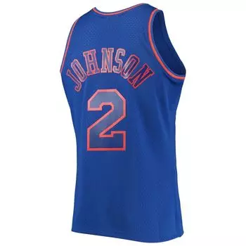 Мужская синяя майка Mitchell & Ness Larry Johnson New York Knicks 1996-97 Hardwood Classics Swingman