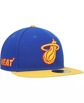 Мужская синяя приталенная шляпа Miami Heat 59FIFTY с боковой нашивкой New Era