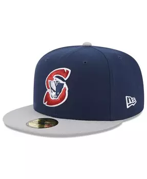 Мужская синяя приталенная шляпа Somerset Patriots Authentic Collection с альтернативным логотипом 59FIFTY New Era