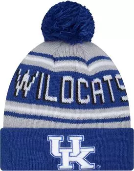 Мужская синяя шапка-бини New Era Kentucky Wildcats с помпоном и надписью