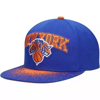 Мужская синяя шляпа Mitchell & Ness New York Knicks Hardwood Classics Energy Re-Take с крапинками и полями Snapback