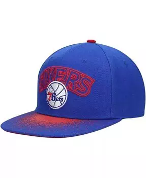 Мужская синяя шляпа Philadelphia 76ers Hardwood Classics Energy Re-Take с крапчатыми полями Snapback Mitchell & Ness, синий