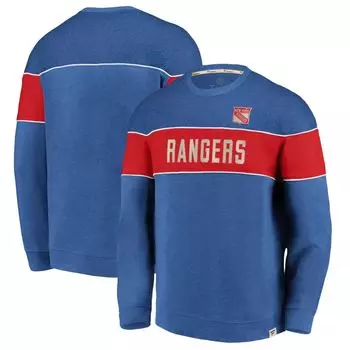 Мужская синяя толстовка с фирменным логотипом Fanatics из меланжевого цвета New York Rangers Varsity Reserve
