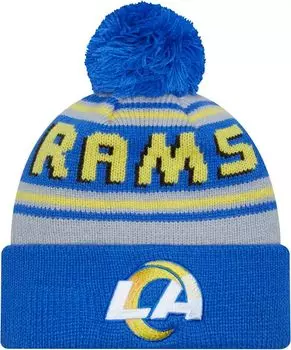 Мужская синяя вязаная шапка New Era Los Angeles Rams Cheer