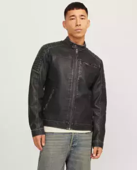 Мужская синтетическая куртка с застежкой-молнией Jack & Jones, черный