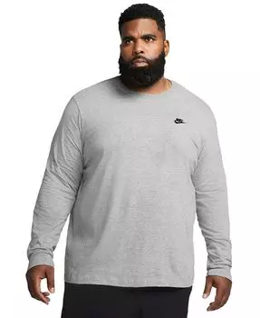 Мужская спортивная футболка с длинным рукавом Club Nike, серый