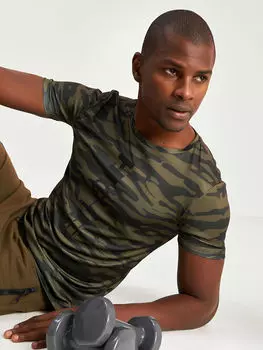 Мужская спортивная футболка с круглым вырезом и коротким рукавом с рисунком LCW Active