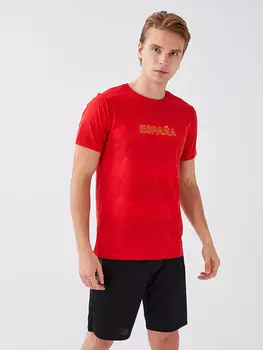 Мужская спортивная футболка с круглым вырезом и коротким рукавом с принтом LCW Active