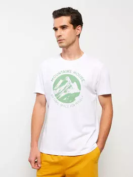 Мужская спортивная футболка с круглым вырезом и коротким рукавом с принтом LCW Active