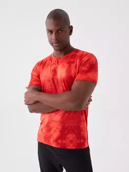 Мужская спортивная футболка с круглым вырезом и короткими рукавами LCW Active, неоново-оранжевый принт