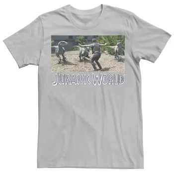 Мужская спортивная футболка с рисунком Jurassic World Owen Raptor Pack Licensed Character, серебристый