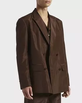 Мужская спортивная куртка из мытой шелковой тафты Valentino Garavani, цвет Brown