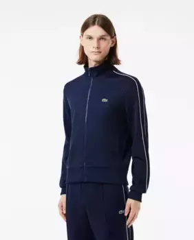 Мужская спортивная куртка пике на молнии спереди Paris Lacoste, тёмно-синий