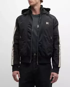 Мужская спортивная куртка со вставками и монограммой Palm Angels, цвет Black Off White