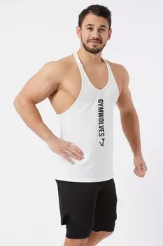 Мужская спортивная майка на тонких бретелях | Крем | Стрингер | Майка для тренировок | Gymwolves, бежевый