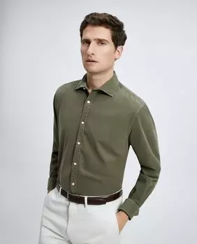 Мужская спортивная однотонная вельветовая рубашка с длинными рукавами Emidio Tucci, зеленый