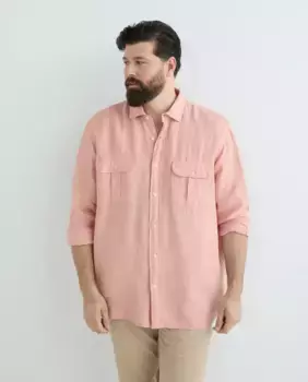 Мужская спортивная рубашка из 100% льна, большие размеры Emidio Tucci, оранжевый