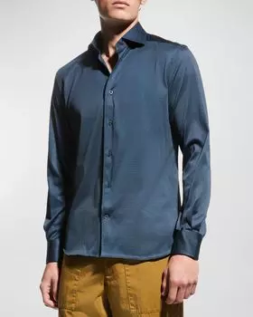 Мужская спортивная рубашка из двустороннего трикотажа Corneliani, цвет Turquoise
