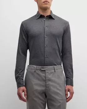 Мужская спортивная рубашка из хлопкового джерси Emporio Armani, цвет Solid Medium Grey