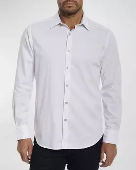 Мужская спортивная рубашка из жаккардового хлопка стрейч-хайленд Robert Graham, цвет White