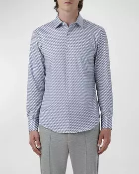 Мужская спортивная рубашка James Oohcotton с абстрактным принтом Bugatchi, цвет Navy