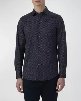 Мужская спортивная рубашка James Oohcotton с абстрактным принтом Bugatchi, цвет Midnight