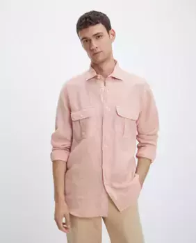 Мужская спортивная рубашка классического кроя из 100% льна Emidio Tucci, оранжевый