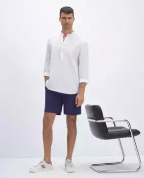 Мужская спортивная рубашка классического кроя из 100% льна Emidio Tucci, белый