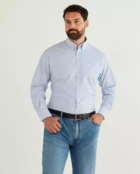 Мужская спортивная рубашка м/л в оксфордскую полоску больших размеров Paul & Shark, синий